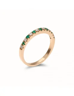 Clearance Anillo De Oro Rosa, Diamantes Y Esmeraldas Anillos | Para Ella