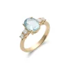 Fashion Anillo Oro Amarillo, Aguamarina Y Diamantes Para Ella | Anillos