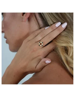 Clearance Anillo Oro Amarillo, Diamantes Y Ónix Eclipsia | Para Ella