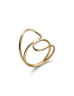 Hot Anillo Oro Amarillo Doble Curva Para Ella | Anillos