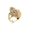 Sale Anillo Oro Amarillo, Esmeralda, Rubíes Y Diamantes Para Ella | Piezas Únicas