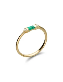Fashion Anillo Oro Amarillo, Esmeralda Y Diamantes Para Ella | Anillos