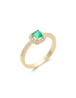 Sale Anillo Oro Amarillo, Esmeralda Y Diamantes Para Ella | Anillos
