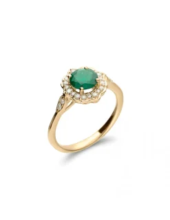 Best Anillo Oro Amarillo, Esmeralda Y Diamantes Para Ella | Anillos