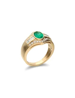 Discount Anillo Oro Amarillo, Esmeralda Y Diamantes Para Ella | Anillos