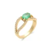 Online Anillo Oro Amarillo, Esmeralda Y Diamantes Para Ella | Anillos