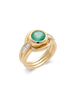 Online Anillo Oro Amarillo, Esmeralda Y Diamantes Para Ella | Anillos