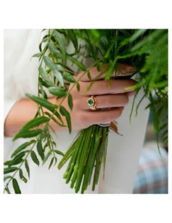 Online Anillo Oro Amarillo, Esmeralda Y Diamantes Para Ella | Anillos