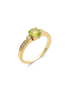 Discount Anillo Oro Amarillo, Peridoto Y Diamantes Para Ella | Anillos
