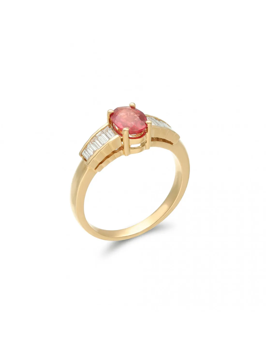 Fashion Anillo Oro Amarillo, Rubí Y Diamantes Para Ella | Anillos