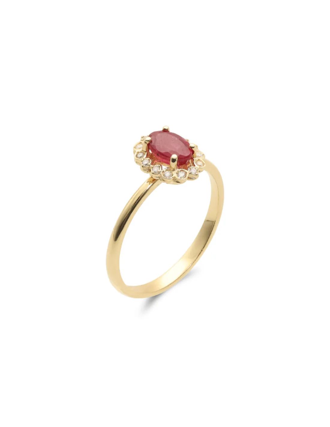 Clearance Anillo Oro Amarillo, Rubí Y Diamantes Para Ella | Anillos