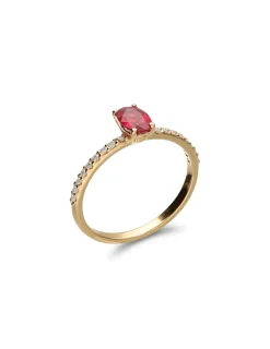 Sale Anillo Oro Amarillo, Rubí Y Diamantes Para Ella | Anillos