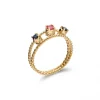 New Anillo Oro Amarillo, Rubí Y Zafiros Para Ella | Anillos