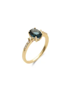 Outlet Anillo Oro Amarillo, Topacio Y Diamantes Para Ella | Anillos