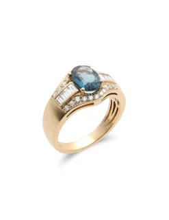 Discount Anillo Oro Amarillo, Topacio Y Diamantes Para Ella | Anillos