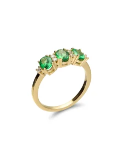 New Anillo Oro Amarillo, Tsavoritas Y Diamantes Para Ella | Anillos