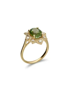 Sale Anillo Oro Amarillo, Turmalina Y Diamantes Para Ella | Anillos