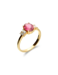 Outlet Anillo Oro Amarillo, Turmalina Y Diamantes Para Ella | Anillos