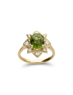 Sale Anillo Oro Amarillo, Turmalina Y Diamantes Para Ella | Anillos