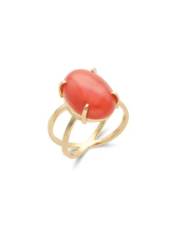 Sale Anillo Oro Amarillo Y Coral Para Ella | Anillos