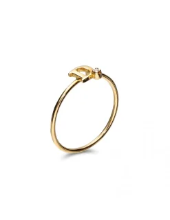 Online Anillo Oro Amarillo Y Diamante Inicial D Anillos | Para Ella