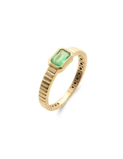 Clearance Anillo Oro Amarillo Y Esmeralda Para Ella | Anillos