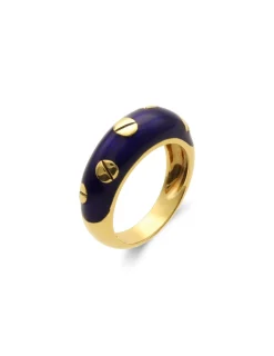 Discount Anillo Oro Amarillo Y Esmalte Azul Para Ella | Anillos