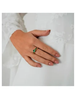 Sale Anillo Oro Amarillo Y Esmeraldas Para Ella | Anillos