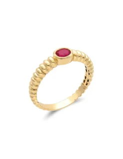 New Anillo Oro Amarillo Y Rubí Para Ella | Anillos