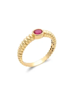 Clearance Anillo Oro Amarillo Y Rubí Para Ella | Anillos