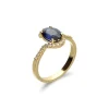 Best Anillo Oro Amarillo, Zafiro Y Diamantes Para Ella | Anillos