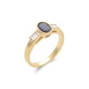 Outlet Anillo Oro Amarillo, Zafiro Y Diamantes Para Ella | Anillos