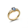 Outlet Anillo Oro Amarillo, Zafiro Y Diamantes Para Ella | Anillos