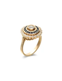 Fashion Anillo Oro Amarillo, Zafiros Y Diamantes Para Ella | Anillos