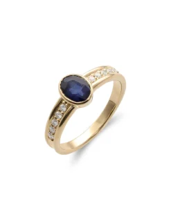 Clearance Anillo Oro Amarillo, Zafiro Y Diamantes Para Ella | Anillos