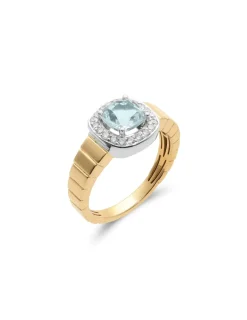 Discount Anillo Oro Amarillo-Blanco, Aguamarina Y Diamantes Eternal | Para Ella