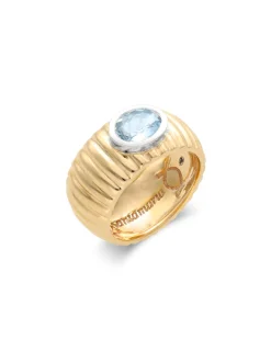 Best Anillo Oro Amarillo-Blanco Y Aguamarina Para Ella | Anillos