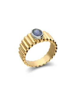 Fashion Anillo Oro Amarillo-Blanco Y Zafiro Para Ella | Anillos