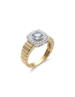Discount Anillo Oro Amarillo-Blanco, Aguamarina Y Diamantes Eternal | Para Ella