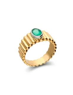 Clearance Anillo Oro Amarillo-Blanco Y Esmeralda Para Ella | Anillos