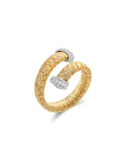Outlet Anillo Oro Amarillo-Blanco Y Titanio Con Diamantes Para Ella | Piezas Únicas