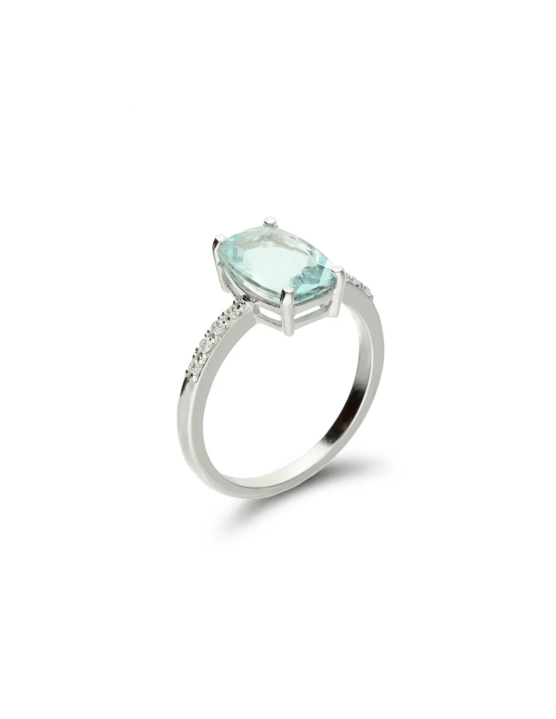 Online Anillo Oro Blanco, Aguamarina Y Diamantes Para Ella | Anillos