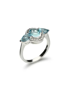 Best Anillo Oro Blanco, Aguamarinas Y Diamantes Para Ella | Anillos