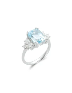 Online Anillo Oro Blanco, Aguamarina Y Diamantes Para Ella | Anillos