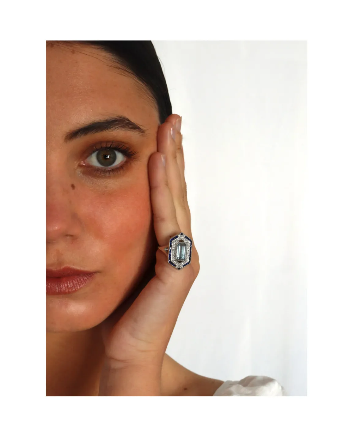 Fashion Anillo Oro Blanco, Aguamarina, Zafiros Y Diamantes Para Ella | Anillos