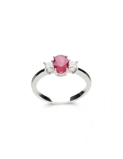 Online Anillo Oro Blanco Con Rubí Y Diamantes Para Ella | Anillos