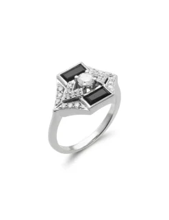 Online Anillo Oro Blanco, Diamantes Y Ónix Eclipsia | Para Ella