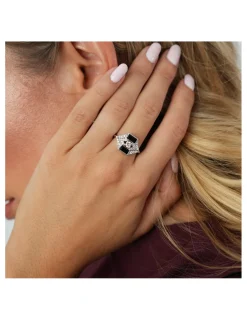 Online Anillo Oro Blanco, Diamantes Y Ónix Eclipsia | Para Ella