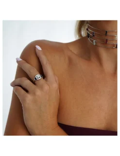 Discount Anillo Oro Blanco, Diamantes Y Ónix Eclipsia | Para Ella