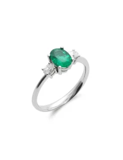 Discount Anillo Oro Blanco, Esmeralda Y Diamantes Para Ella | Anillos